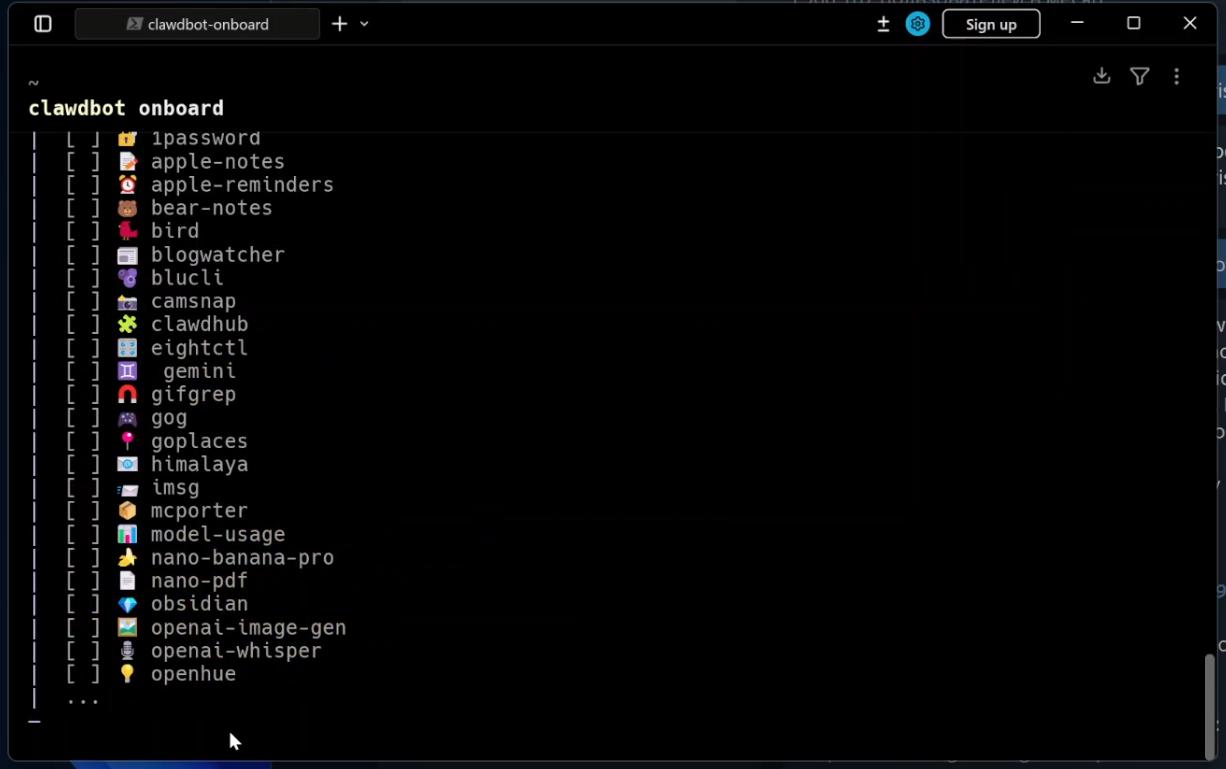 Список доступних навичок. Виберіть потрібні (Space) або натисніть Enter, щоб продовжити без вибору.