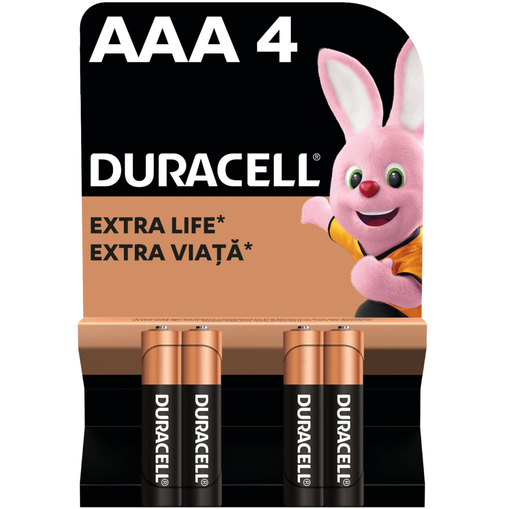 Батарейка Duracell AAA лужні 4 шт. в упаковці (5000394052543 / 81545421) - фото 1 Батарейка Duracell AAA лужні 4 шт. в упаковці (5000394052543 / 81545421) - фото 1