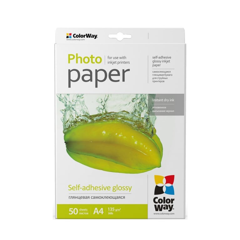 Фотопапір ColorWay A4 135г SuperGlossy, 50c. (PGS1358050A4) - фото 1