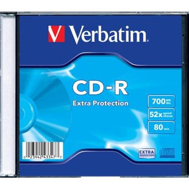 Диск CD Verbatim CD-R 700Mb 52x 1шт Slim Case (43347-1disk) - фото 1