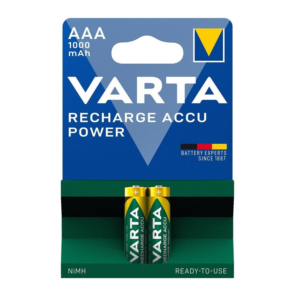 Акумулятор Varta Rechargeable Accu 1000mAh NI-MH * 2 (05703301402) - фото 1
