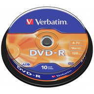 Диск DVD Verbatim 4.7Gb 16X CakeBox 10шт (43523) - фото 1