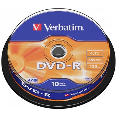 Диск DVD Verbatim 4.7Gb 16X CakeBox 10шт (43523) - фото 1
