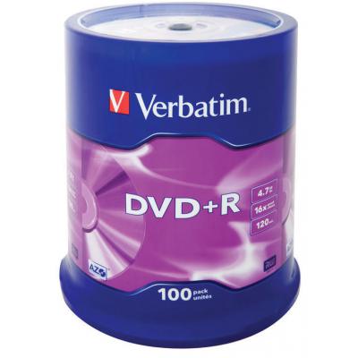 Диск DVD Verbatim 4.7Gb 16X CakeBox 100шт (43551) - фото 1