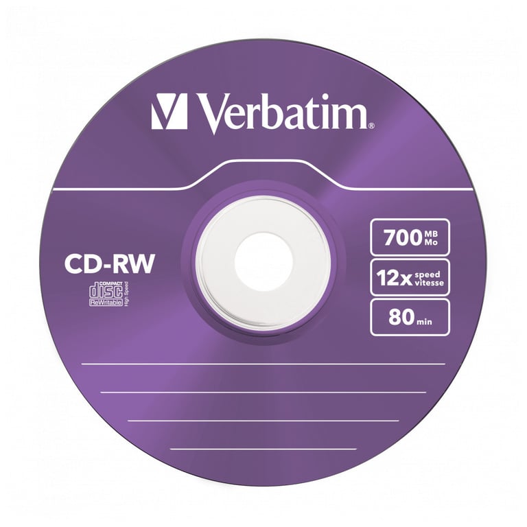 Диск CD Verbatim CD-RW 700Mb 12X SlimBox 5шт Color (43167) - фото 2