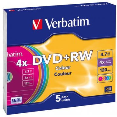 Диск DVD Verbatim 4.7Gb 4x SlimCase 5шт Color (43297) - фото 1