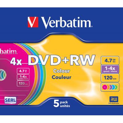 Диск DVD Verbatim 4.7Gb 4x SlimCase 5шт Color (43297) - фото 2