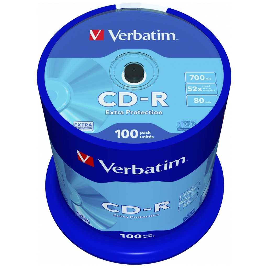 Диск CD Verbatim CD-R 700Mb 52x Cake box 100шт Extra (43411) - головне фото