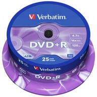 Диск DVD Verbatim 4.7Gb 16X CakeBox 25шт Silver (43500) - фото 1