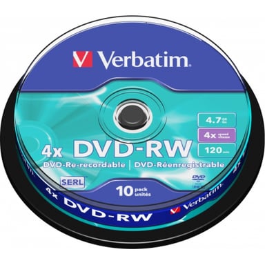 Диск DVD Verbatim 4.7Gb 4x Cake box 10шт (43552) - фото 1