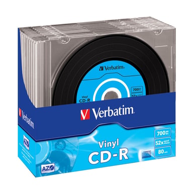 Диск CD Verbatim CD-R 700Mb 52x Slim case Vinyl AZO (43426) - фото 1