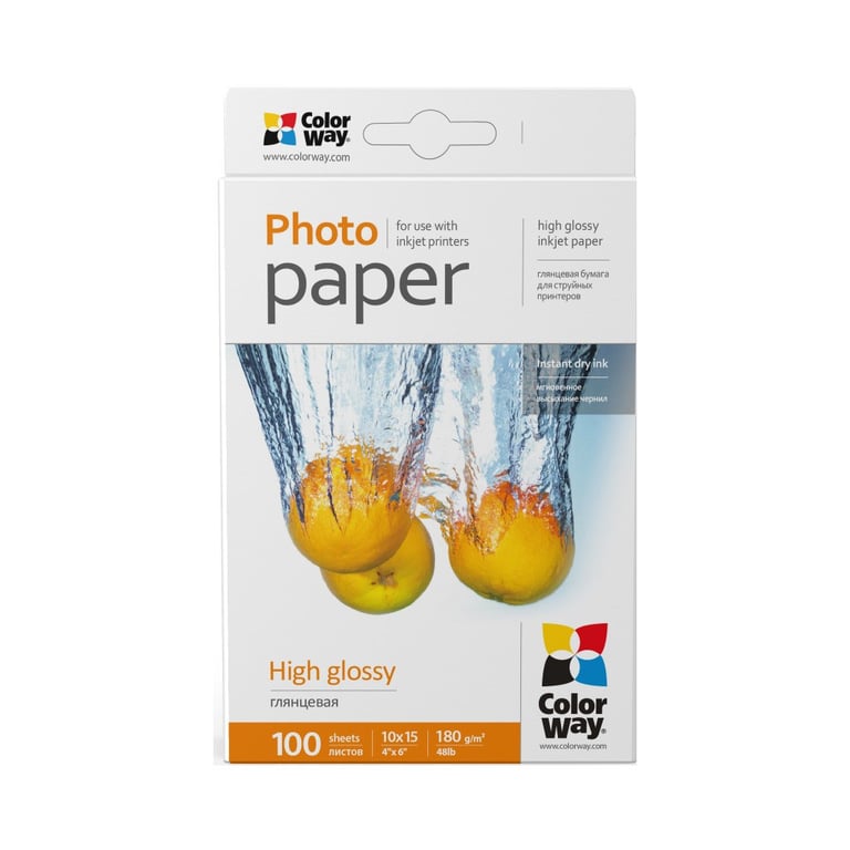Фотопапір ColorWay 10x15 180г glossy, 100с (PG1801004R) - фото 1