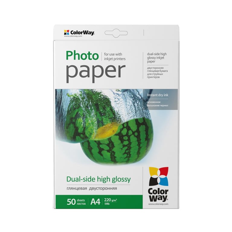 Фотопапір ColorWay A4 220г Glossy 50ст. (PGD220050A4) - фото 1