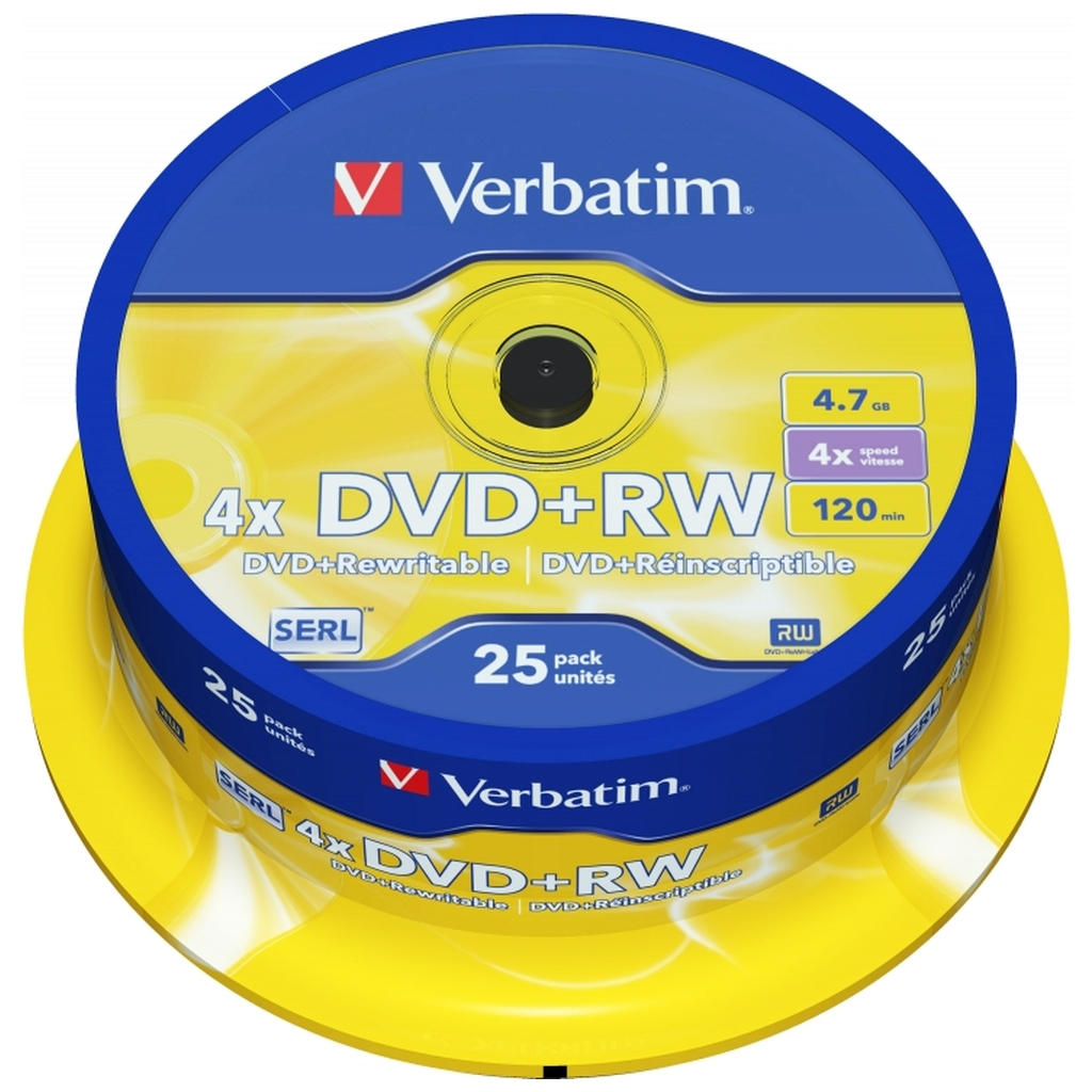 Диск DVD Verbatim 4.7Gb 4x CakeBox 25 шт silver (43489) - фото 1