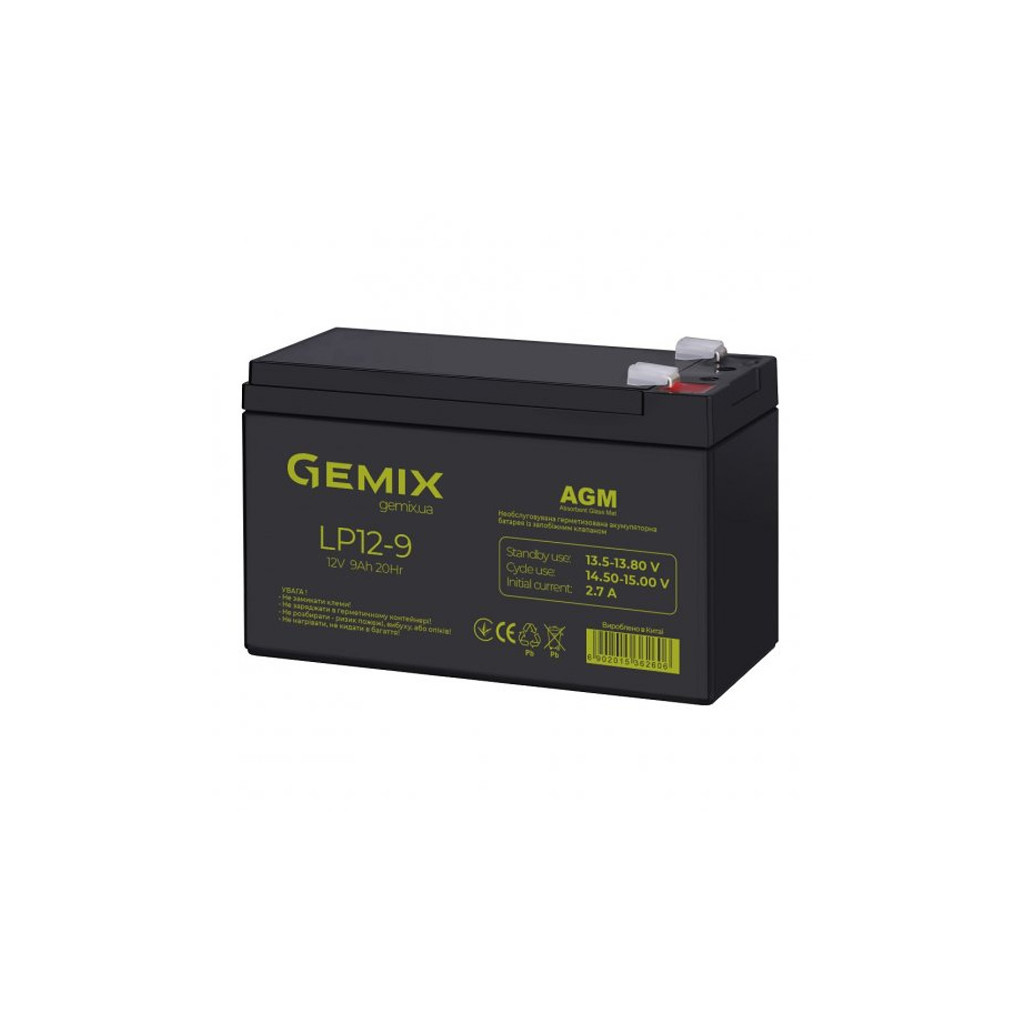 Батарея до ДБЖ Gemix LP 12В 9Ач (LP12-9) - фото 2 Батарея до ДБЖ Gemix LP 12В 9Ач (LP12-9) - фото 2