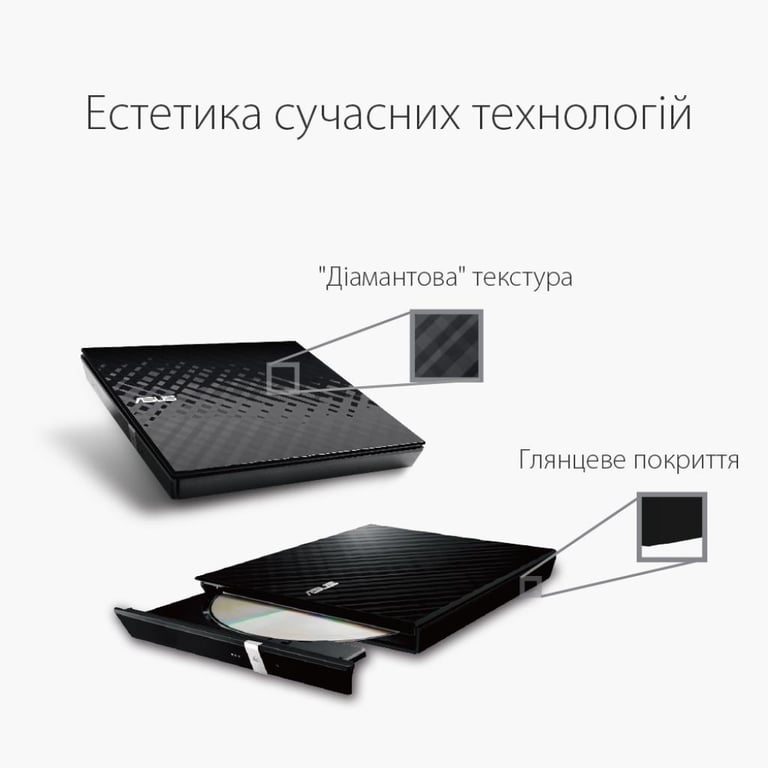 Оптичний привід DVD-RW ASUS SDRW-08D2S-U LITE/BLK/G/AS (90-DQ0435-UA221KZ) - фото 2