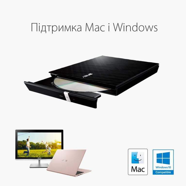 Оптичний привід DVD-RW ASUS SDRW-08D2S-U LITE/BLK/G/AS (90-DQ0435-UA221KZ) - фото 3