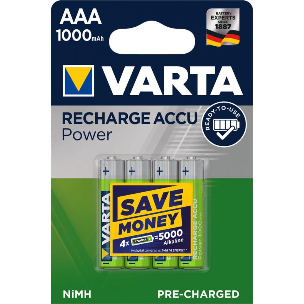 Акумулятор Varta AAA Rechargeable Accu 1000mAh * 4 (05703301404) - фото 1