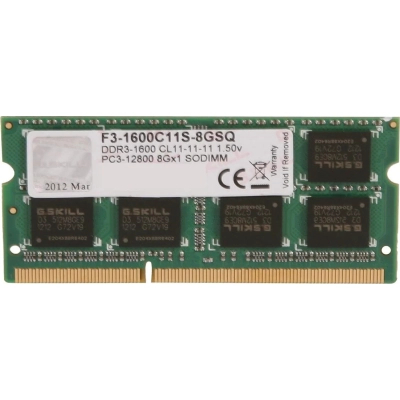 Модуль пам’яті для ноутбука SoDIMM DDR3 8GB 1600 MHz G.Skill (F3-1600C11S-8GSQ)