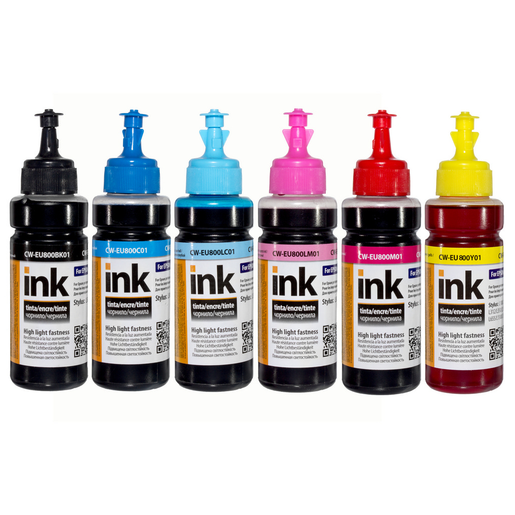 Чорнило ColorWay Epson L800 (6х100) BK/С/M/LС/LM/Y (CW-EU800SET01) - фото 1