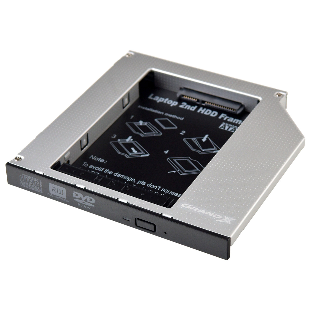 Фрейм-перехідник Grand-X HDD 2.5%27%27 to notebook 12.7 mm ODD SATA/mSATA HDC-25 (HDC-25) - головне фото