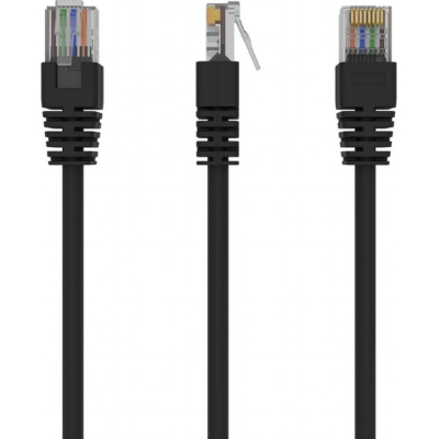 Патч-корд 0.5м, UTP, cat.5e, CCA, black Cablexpert (PP12-0.5M/BK)