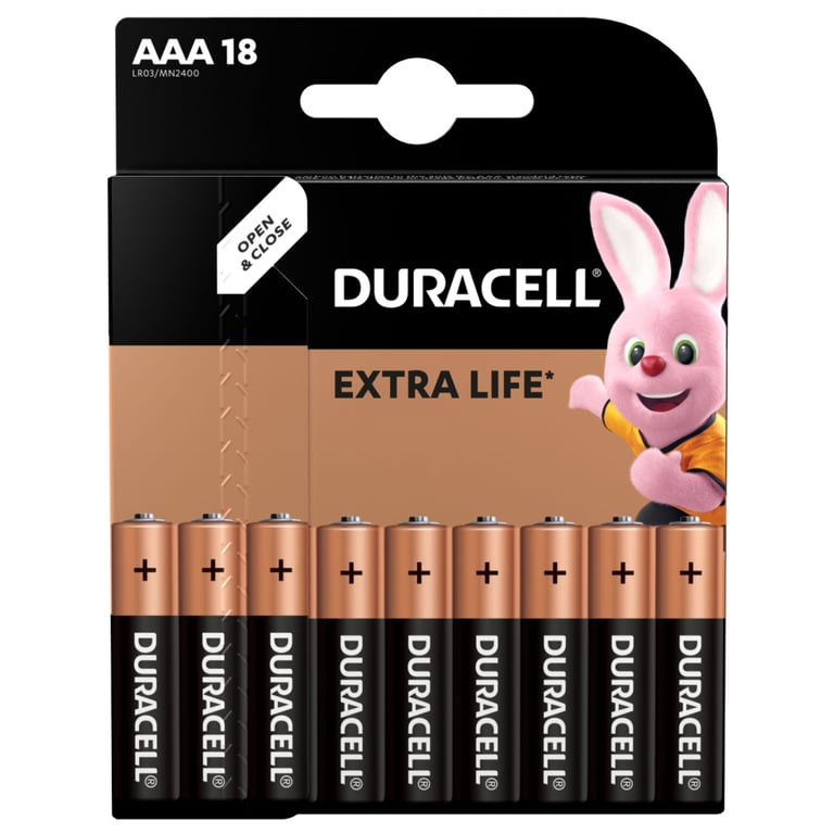 Батарейка Duracell AAA лужні 18 шт. в упаковці (5000394107557 / 81546741) - фото 2