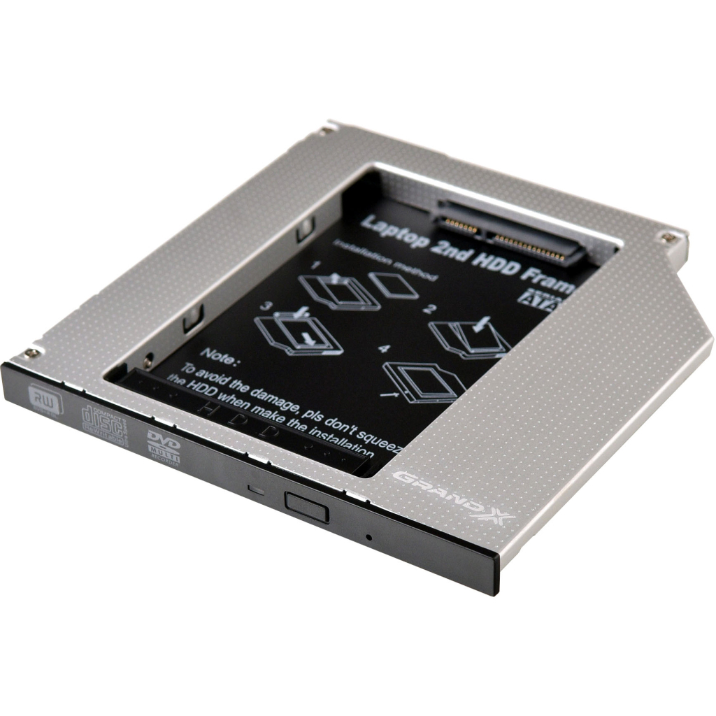 Фрейм-перехідник Grand-X HDD 2.5%27%27 to notebook 9.5 mm ODD SATA/mSATA (HDC-24)