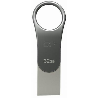 USB флеш накопичувач Silicon Power 32GB Mobile C80 Silver USB 3.2 (SP032GBUC3C80V1S) - фото 1