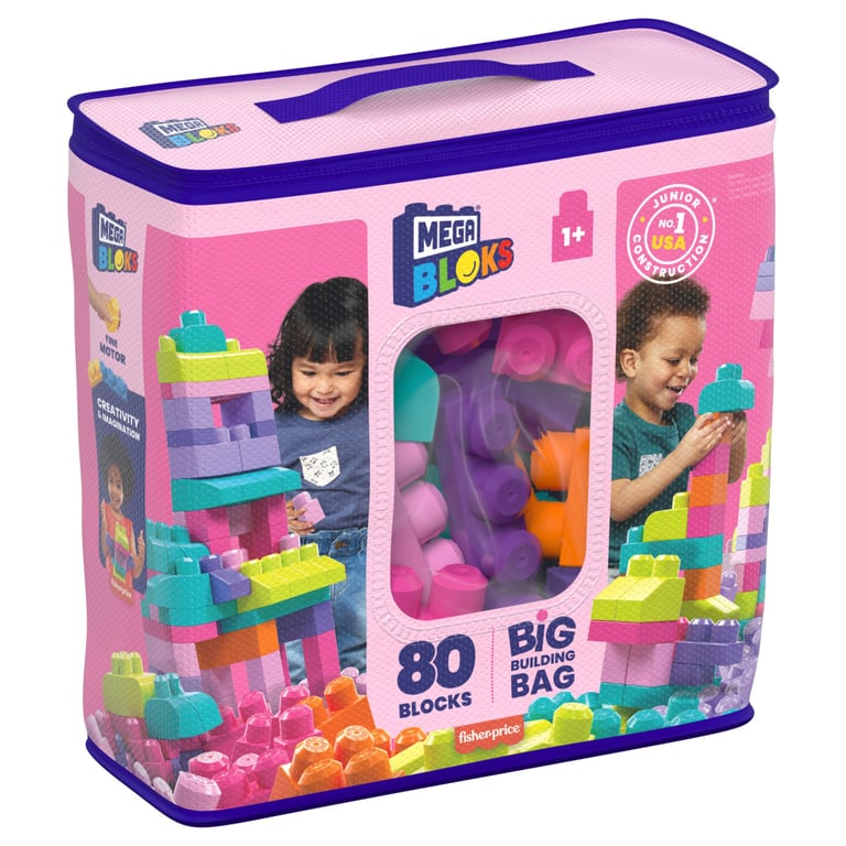 Конструктор Mega Bloks рожевий у мішку 80 деталей (DCH62) - фото 1