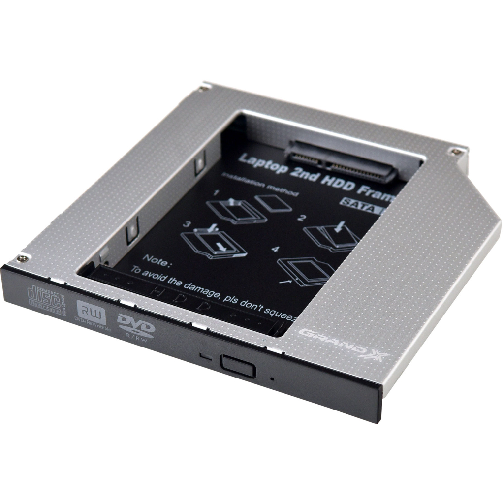Фрейм-перехідник Grand-X HDD 2.5'' to notebook 12.7 mm ODD SATA3 (HDC-27) - фото 1