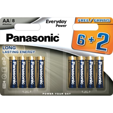 Батарейка Panasonic AA LR6 Everyday Power * 8(6+2) (LR6REE/8B2F) - фото 1