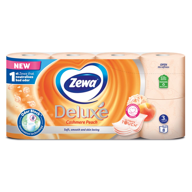 Туалетний папір Zewa Deluxe Персик 3 шари 8 рулонів (9011111035721/7322541171791) - фото 1