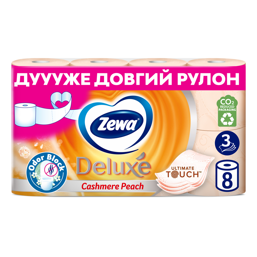 Туалетний папір Zewa Deluxe Персик 3 шари 8 рулонів (9011111035721/7322541171791) - фото 2 Туалетний папір Zewa Deluxe Персик 3 шари 8 рулонів (9011111035721/7322541171791) - фото 2