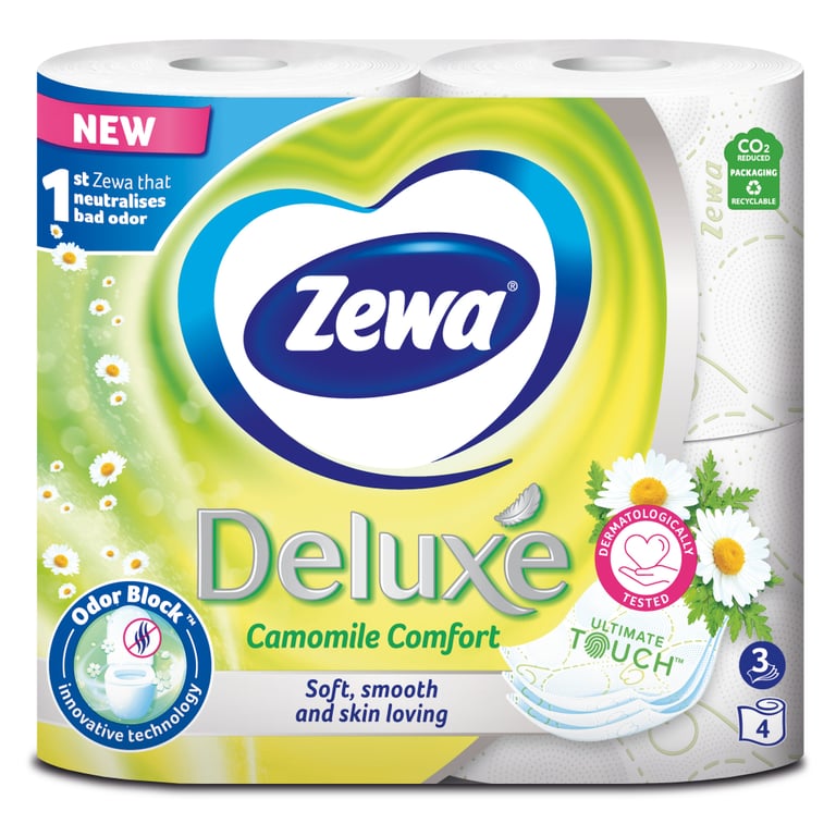 Туалетний папір Zewa Deluxe Ромашка 3 шари 4 рулони (7322540060133) - фото 1