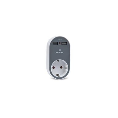 Зарядний пристрій REAL-EL USB-устройств + розетка (CS-20) - фото 1