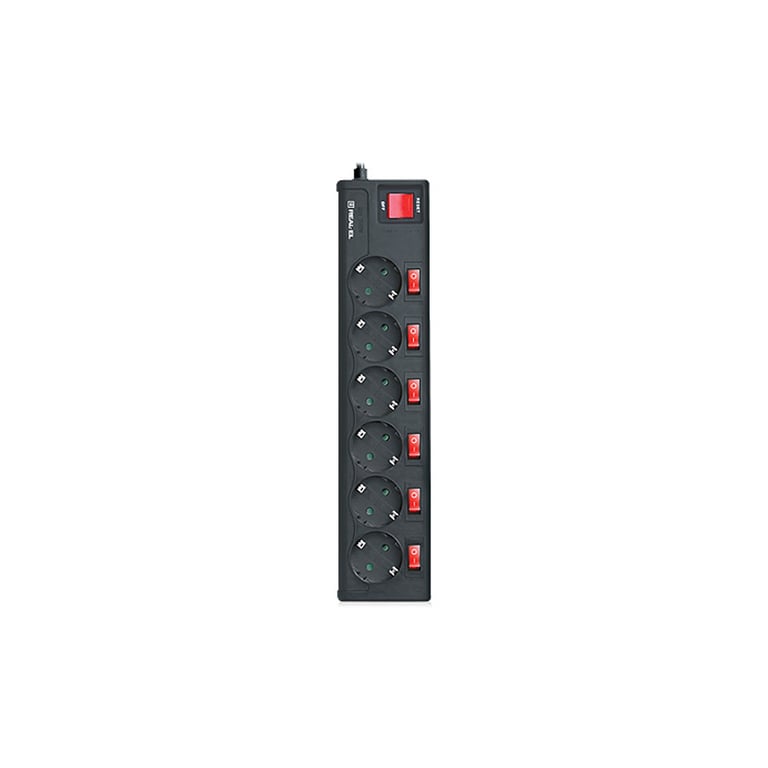 Мережевий фільтр живлення REAL-EL RS-6 EXTRA 3m, black (EL122300002) - фото 1