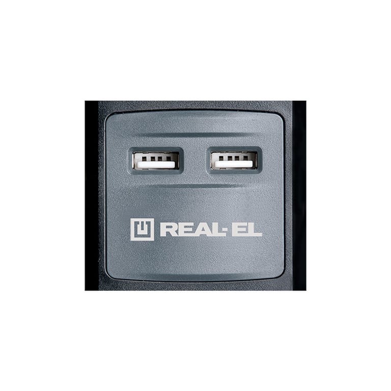 Мережевий подовжувач REAL-EL RS-3 USB CHARGE 1.8m, black (EL122500001) - фото 2