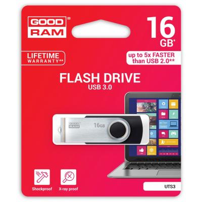 USB флеш накопичувач Goodram 16GB Twister Black USB 3.0 (UTS3-0160K0R11) - фото 2