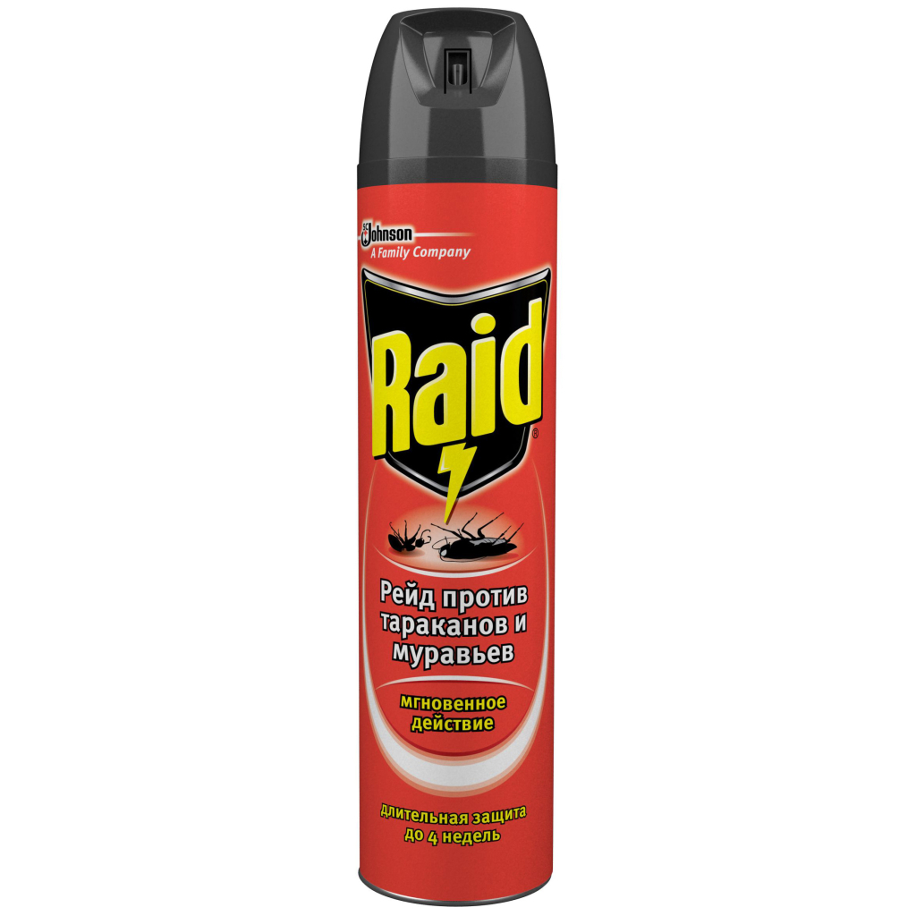 Аерозоль від комах Raid проти тарганів та мурах 300 мл (5000204545609) - фото 1 Аерозоль від комах Raid проти тарганів та мурах 300 мл (5000204545609) - фото 1