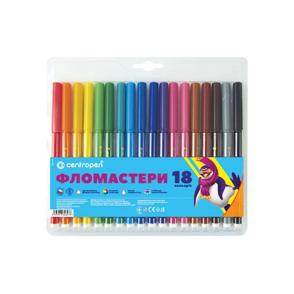 Фломастери Centropen 7550/18 COLOUR WORLD, 18 colors (7550/18 ТП) - фото 1 Фломастери Centropen 7550/18 COLOUR WORLD, 18 colors (7550/18 ТП) - фото 1