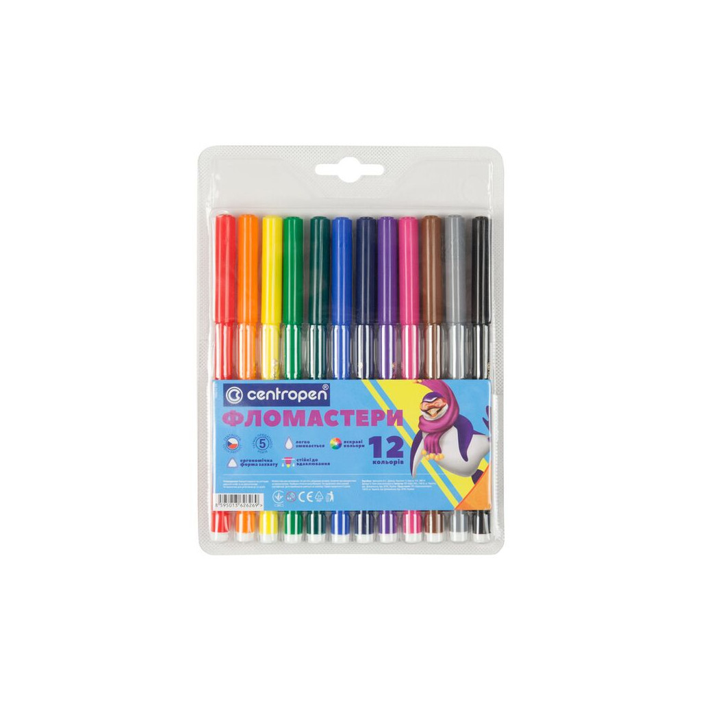 Фломастери Centropen 7790/12 Washable, 12 colors (7790/12 ТП) - фото 1
