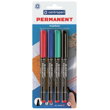 Набір маркерів Centropen Permanent 2846 1 мм, SET 4colors (BLister) (2846/4/BL) - фото 1