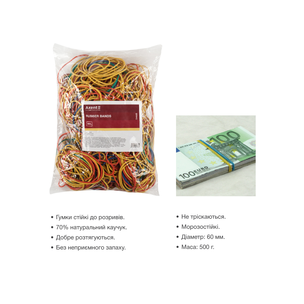 Резинки для грошей Delta by Axent assorted colors, 500г (D4622) - фото 2 Резинки для грошей Delta by Axent assorted colors, 500г (D4622) - фото 2
