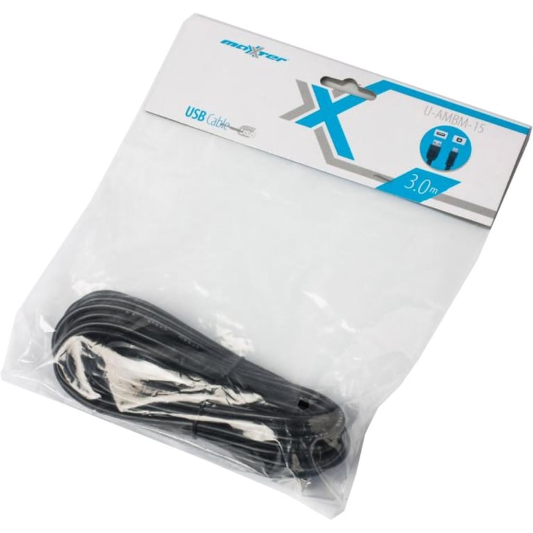 Кабель для принтера USB 2.0 AM/BM 3.0m Maxxter (U-AMBM-10) - фото 2