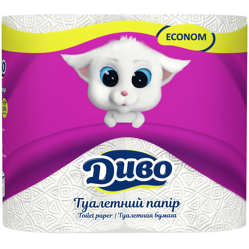 Туалетний папір Диво Econom 2 шари білий 4 рулони (4820003832066) - фото 1