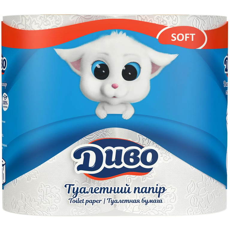 Туалетний папір Диво Soft 2 шари білий 4 рулони (4820003831915) - фото 1