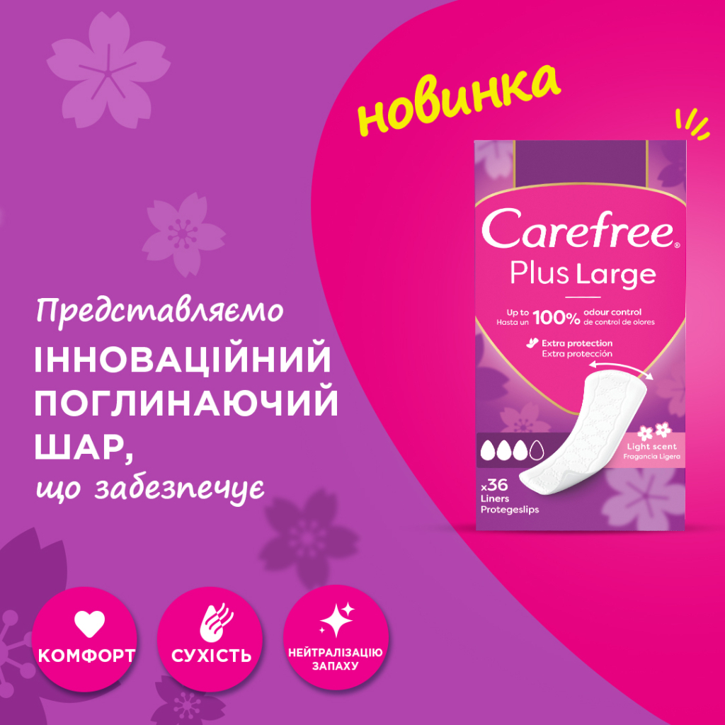 Щоденні прокладки Carefree Plus Large 36 шт. (3574661604787/3574661487540) - фото 8 Щоденні прокладки Carefree Plus Large 36 шт. (3574661604787/3574661487540) - фото 8