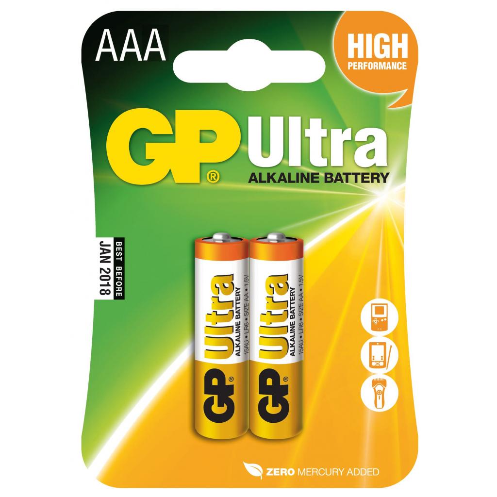 Батарейка Gp AAA LR03 ULTRA Alcaline * 2 (24AU-U2 / 4891199027642) - фото 1