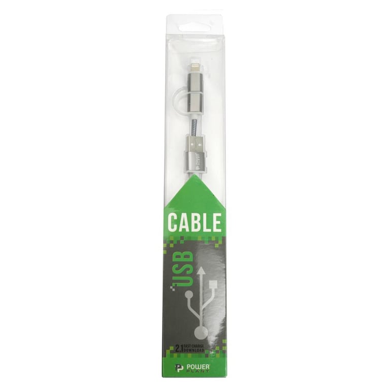 Дата кабель USB 2.0 AM to Lightning + Micro 5P 1.0m cotton PowerPlant (KD00AS1289) - фото 2